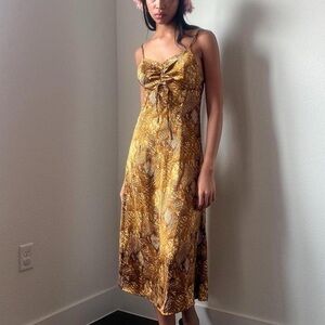 satin gold snake print maxi dress